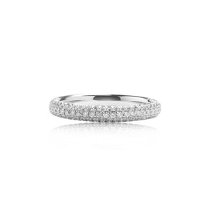 
                  
                    Load image into Gallery viewer, Three row pavé diamond ring in 18k white gold
                  
                