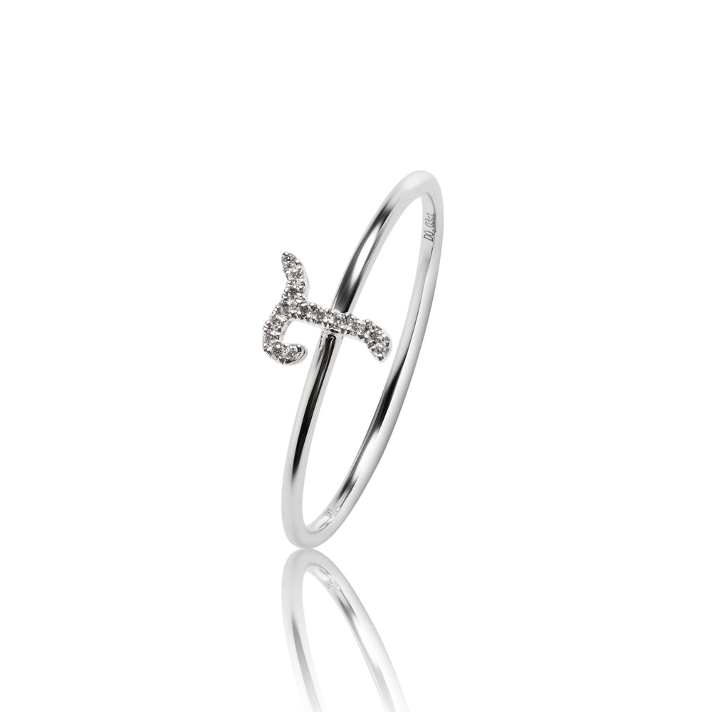 
                  
                    Load image into Gallery viewer, Petite letter T with pavé diamond ring in 18k white gold
                  
                