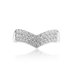 
                  
                    Load image into Gallery viewer, Three row pavé curved diamond ring in 18k white gold
                  
                