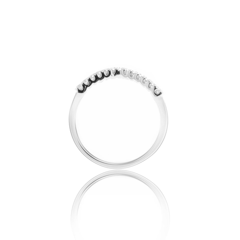 
                  
                    Load image into Gallery viewer, Three row pavé curved diamond ring in 18k white gold
                  
                