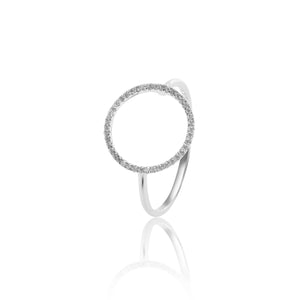 
                  
                    Load image into Gallery viewer, Micropavé curved diamond ring in 18k white gold
                  
                