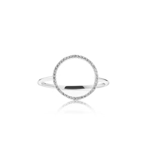 
                  
                    Load image into Gallery viewer, Micropavé curved diamond ring in 18k white gold
                  
                