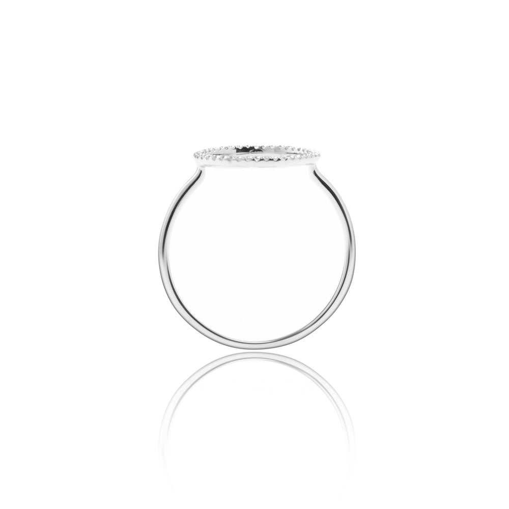 
                  
                    Load image into Gallery viewer, Micropavé curved diamond ring in 18k white gold
                  
                