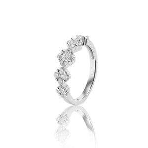 
                  
                    Load image into Gallery viewer, Five floral diamond ring in 18k white gold
                  
                