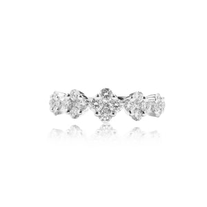
                  
                    Load image into Gallery viewer, Five floral diamond ring in 18k white gold
                  
                
