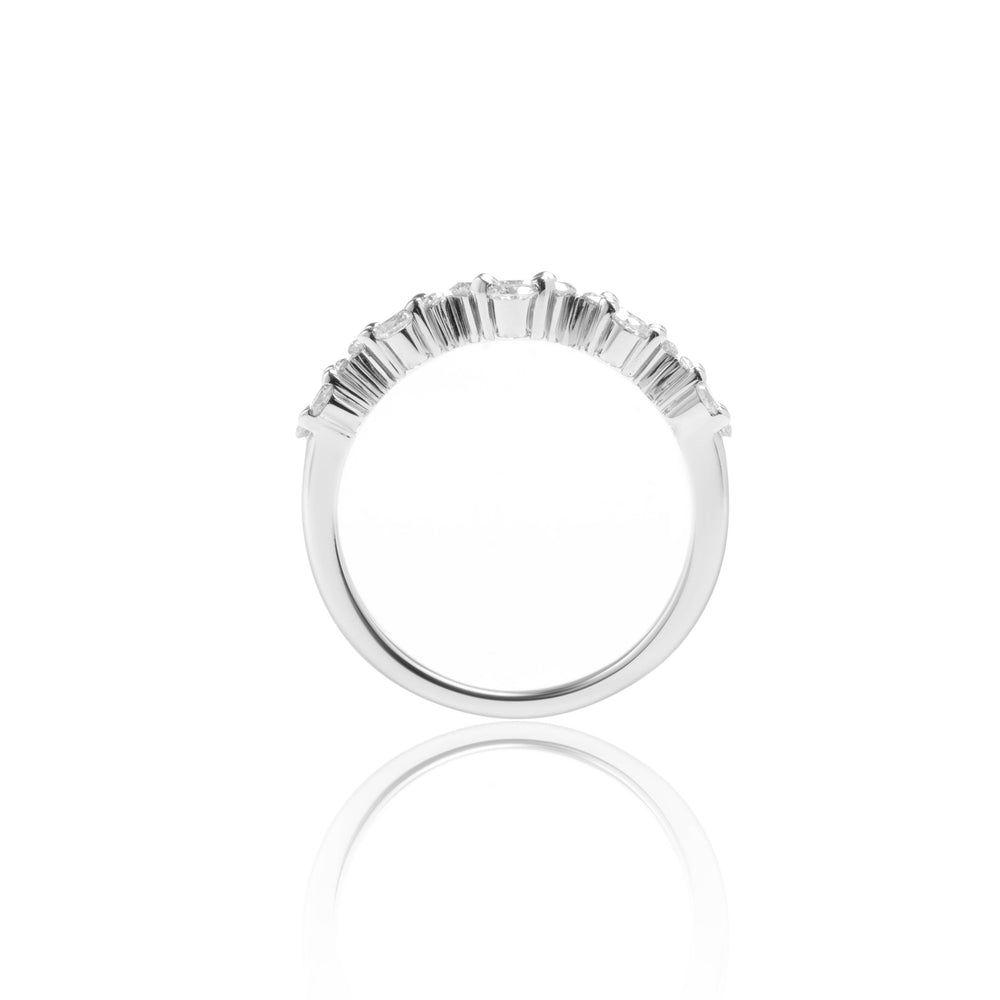 
                  
                    Load image into Gallery viewer, Five floral diamond ring in 18k white gold
                  
                