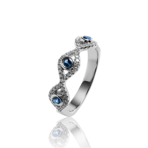 
                  
                    Load image into Gallery viewer, Geometry twist sapphire and diamond ring in 18k white gold
                  
                
