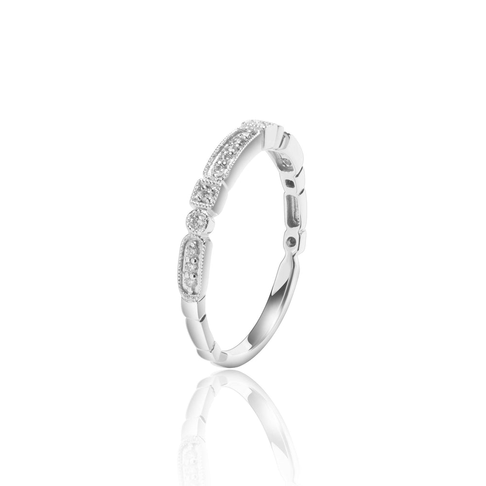 
                  
                    Load image into Gallery viewer, Petite geometry diamond ring in 18k white gold
                  
                