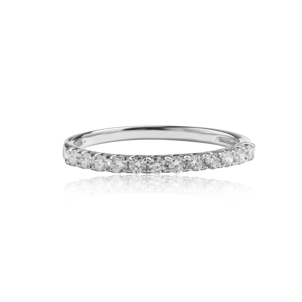 Petite pavé diamond ring in 18k white gold