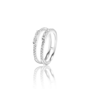 
                  
                    Load image into Gallery viewer, Double micropavé diamond ring in 18k white gold
                  
                