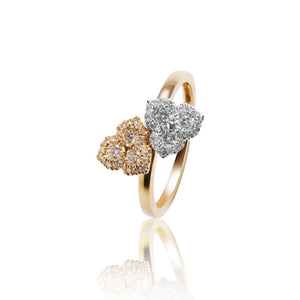 
                  
                    Load image into Gallery viewer, Two tone floral diamond ring in 18k yellow and white gold
                  
                