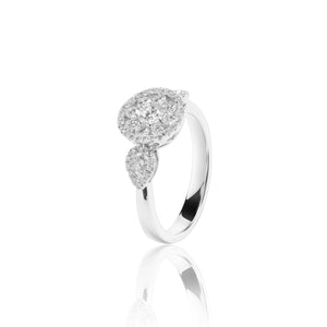 
                  
                    Load image into Gallery viewer, Floral and leaf diamond ring in 18k white gold
                  
                