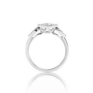 
                  
                    Load image into Gallery viewer, Floral and leaf diamond ring in 18k white gold
                  
                