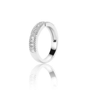 
                  
                    Load image into Gallery viewer, Three row pavé diamond ring in 18k white gold
                  
                