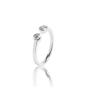 
                  
                    Load image into Gallery viewer, Petite diamond open ring in 18k white gold
                  
                