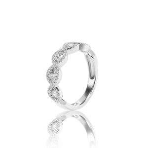 
                  
                    Load image into Gallery viewer, Five floral diamond ring in 18k white gold
                  
                