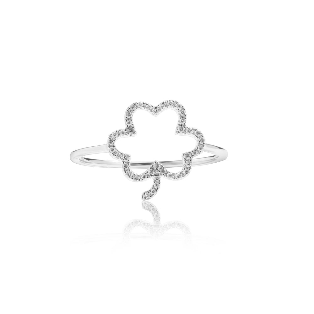 Petite wreath micropavé diamond ring in 18k white gold