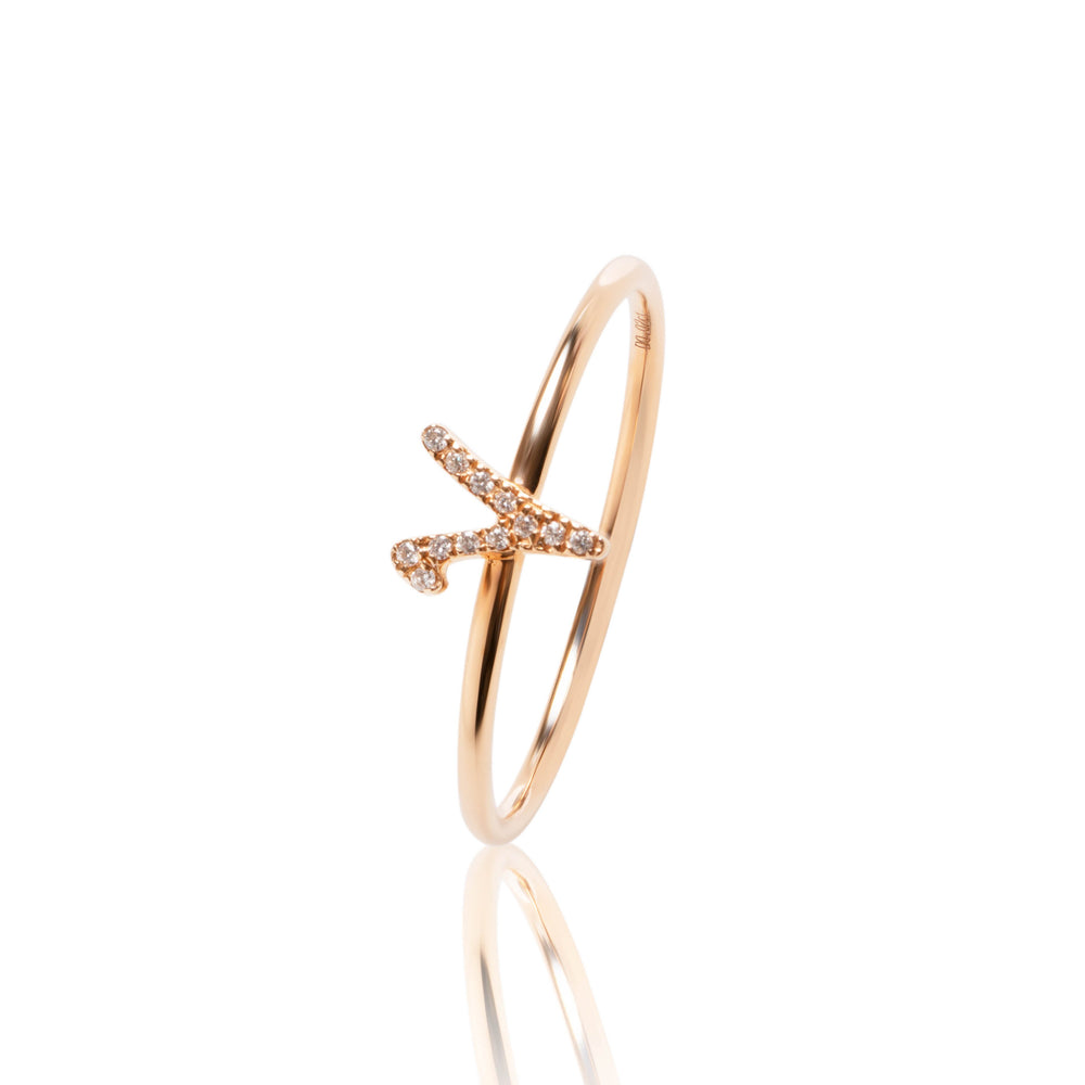 
                  
                    Load image into Gallery viewer, Petite letter V diamond ring in 18k rose gold
                  
                
