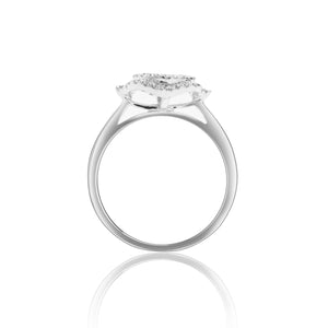 
                  
                    Load image into Gallery viewer, Petite halo micropavé diamond ring in 18k white gold
                  
                