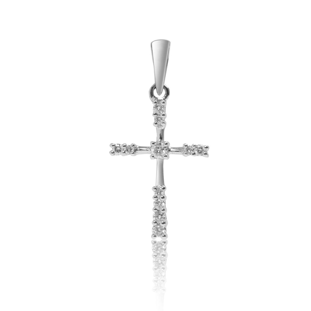 Micropavé cross diamond pendant in 18k white gold