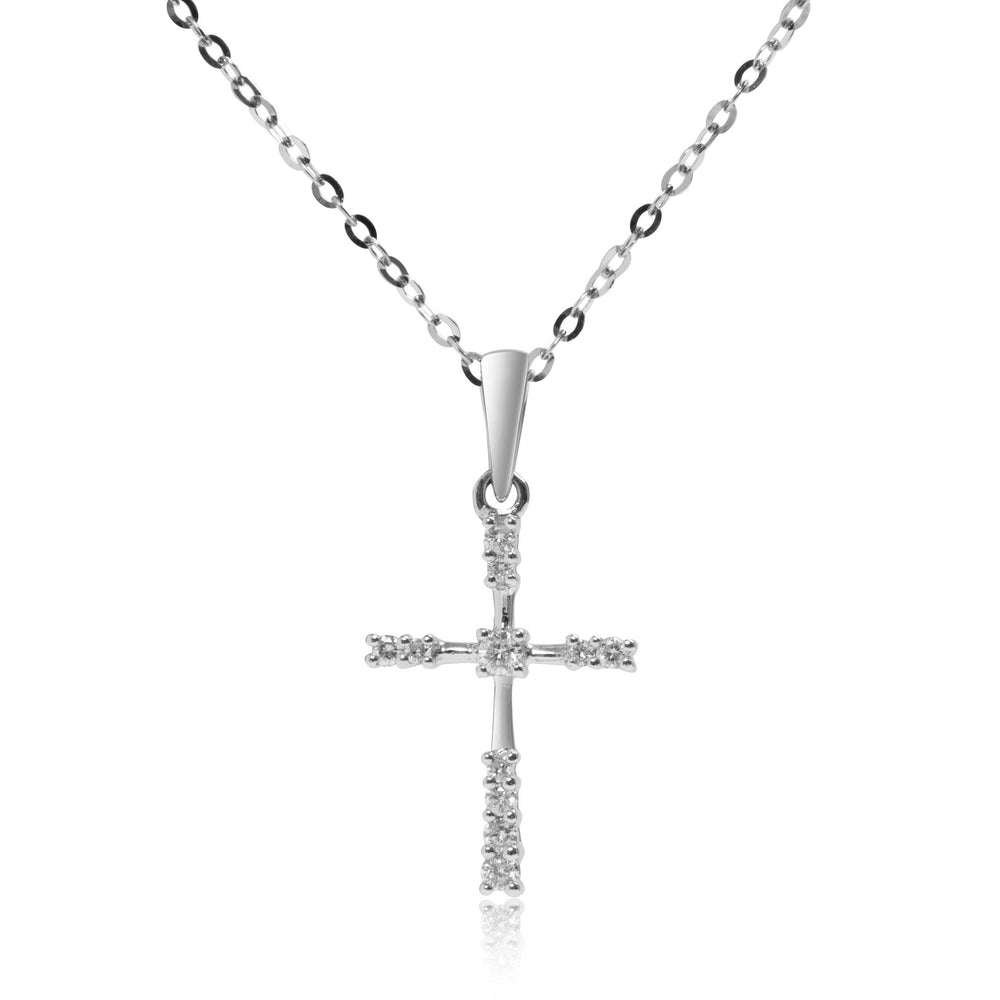 
                  
                    Load image into Gallery viewer, Micropavé cross diamond pendant in 18k white gold
                  
                