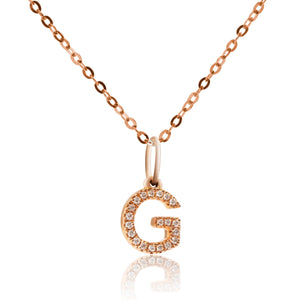 
                  
                    Load image into Gallery viewer, Petite letter G diamond pendant in 18k rose gold
                  
                