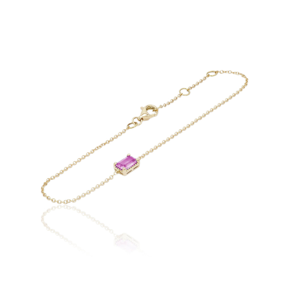 The Bellini Garden Collection - Emerald Cut Pink Sapphire Bracelet in 18K Gold