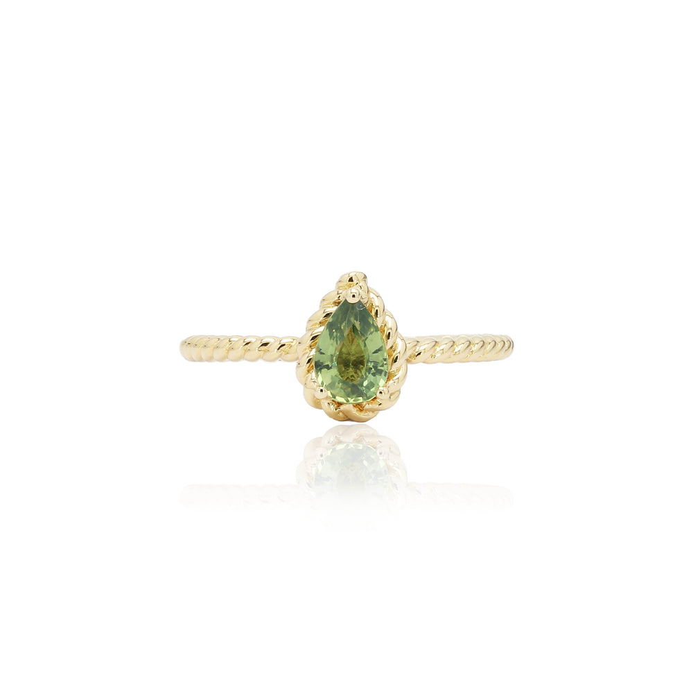 The Bellini Garden Collection - Pear Shape Green Sapphire Ring in 18K Gold
