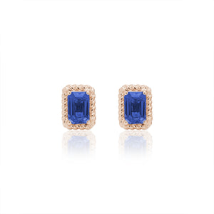 
                  
                    Load image into Gallery viewer, The Bellini Garden Collection - Emerald Cut Sapphire Earrings in 18K Gold
                  
                