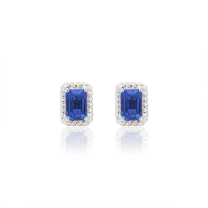 
                  
                    Load image into Gallery viewer, The Bellini Garden Collection - Emerald Cut Sapphire Earrings in 18K Gold
                  
                