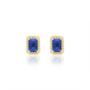 
                  
                    Load image into Gallery viewer, The Bellini Garden Collection - Emerald Cut Sapphire Earrings in 18K Gold
                  
                