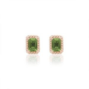 
                  
                    Load image into Gallery viewer, The Bellini Garden Collection - Emerald Cut Green Sapphire Earrings in 18K Gold
                  
                