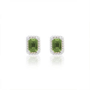 
                  
                    Load image into Gallery viewer, The Bellini Garden Collection - Emerald Cut Green Sapphire Earrings in 18K Gold
                  
                