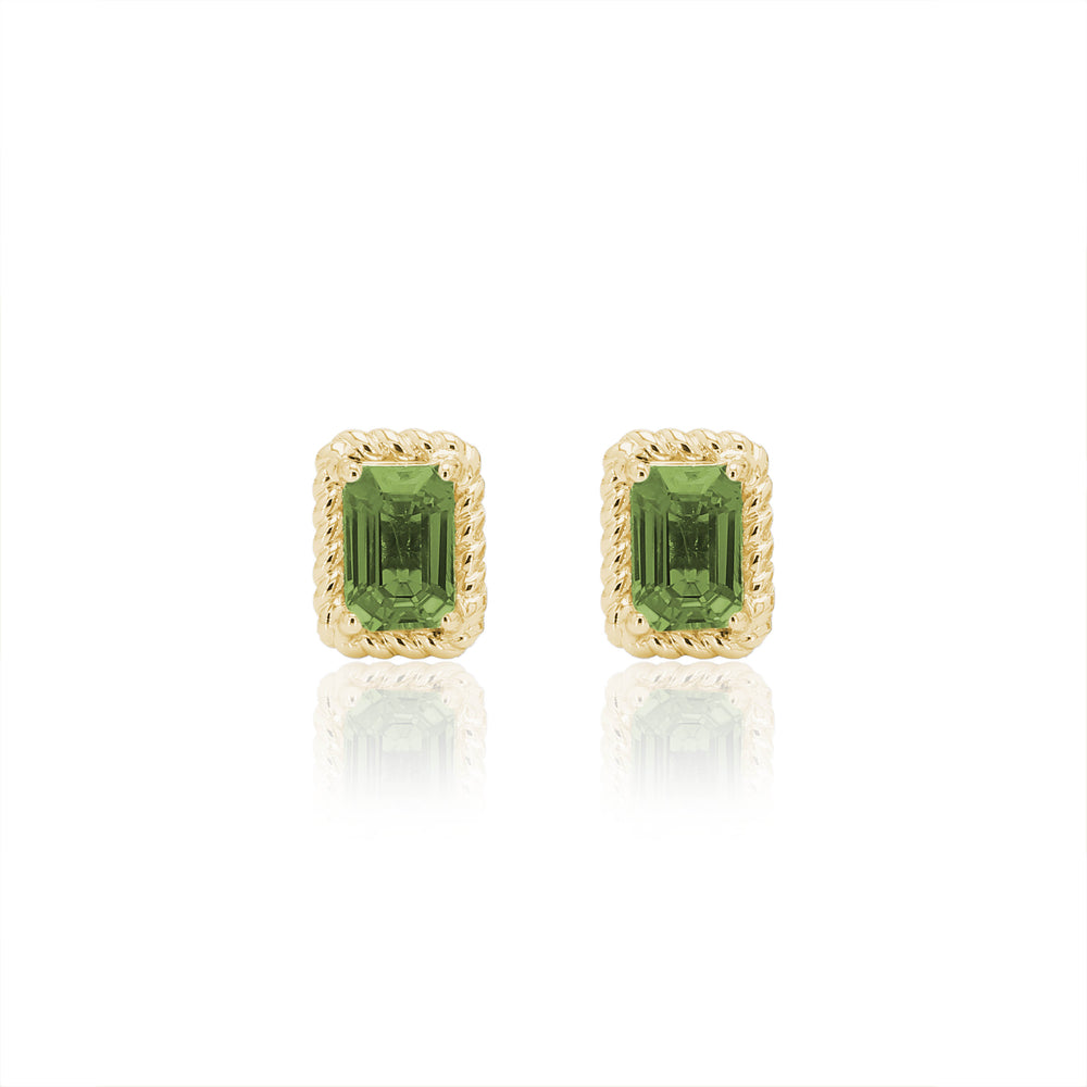 The Bellini Garden Collection - Emerald Cut Green Sapphire Earrings in 18K Gold