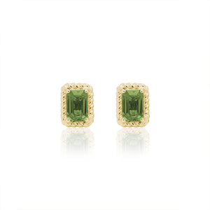 
                  
                    Load image into Gallery viewer, The Bellini Garden Collection - Emerald Cut Green Sapphire Earrings in 18K Gold
                  
                