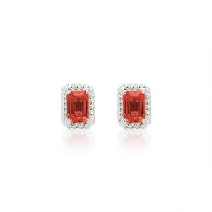 
                  
                    Load image into Gallery viewer, The Bellini Garden Collection - Emerald Cut Orange Sapphire Earrings in 18K Gold
                  
                