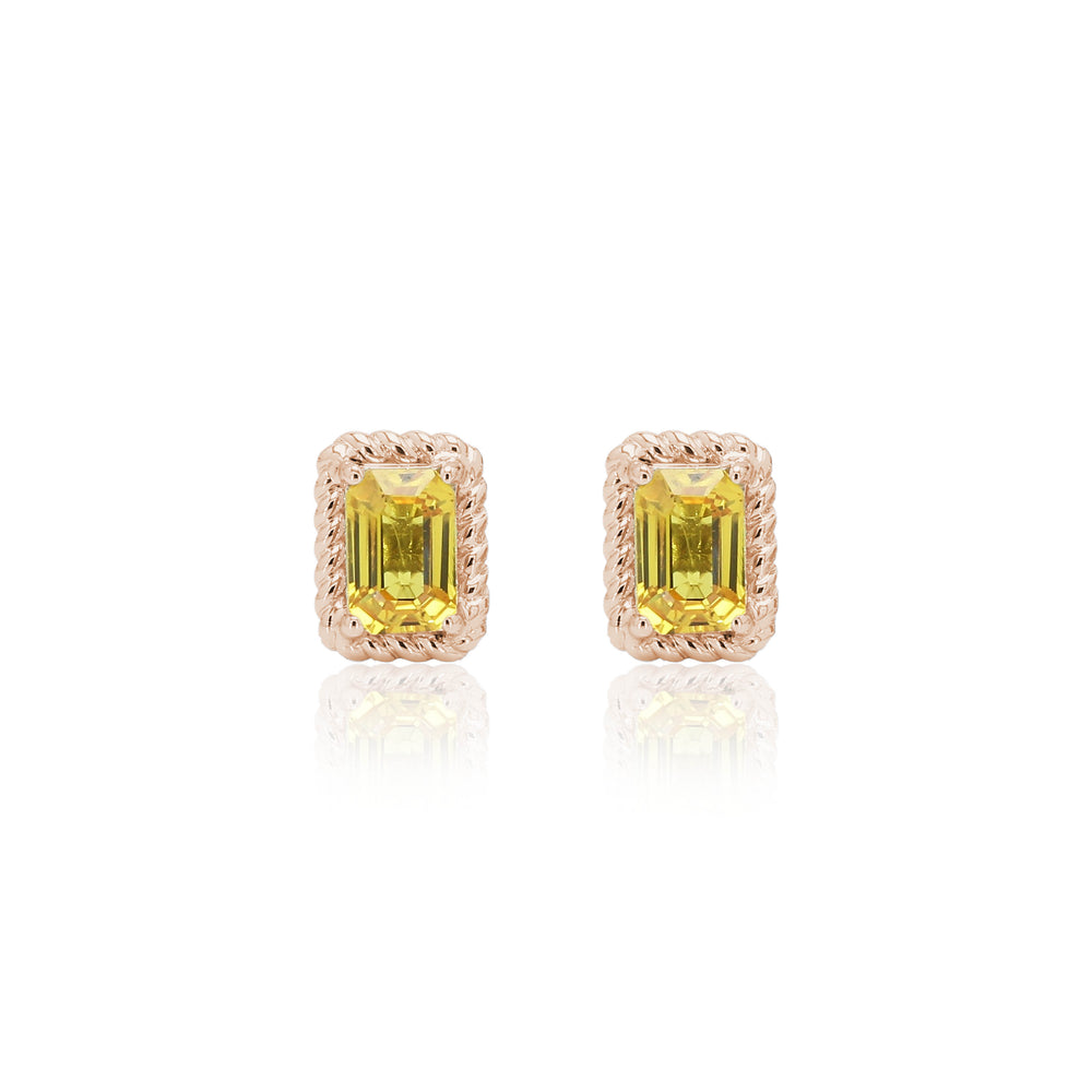 
                  
                    Load image into Gallery viewer, The Bellini Garden Collection - Emerald Cut Yellow Sapphire Earrings in 18K Gold
                  
                