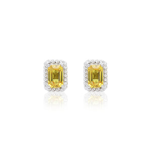 
                  
                    Load image into Gallery viewer, The Bellini Garden Collection - Emerald Cut Yellow Sapphire Earrings in 18K Gold
                  
                