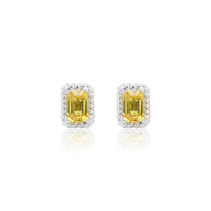 
                  
                    Load image into Gallery viewer, The Bellini Garden Collection - Emerald Cut Yellow Sapphire Earrings in 18K Gold
                  
                