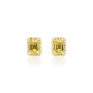 
                  
                    Load image into Gallery viewer, The Bellini Garden Collection - Emerald Cut Yellow Sapphire Earrings in 18K Gold
                  
                