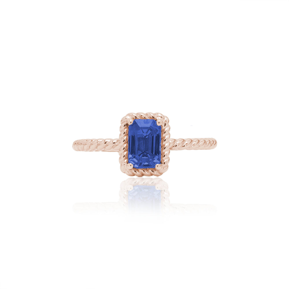 
                  
                    Load image into Gallery viewer, The Bellini Garden Collection - Emerald Cut Sapphire Ring in 18K Gold
                  
                