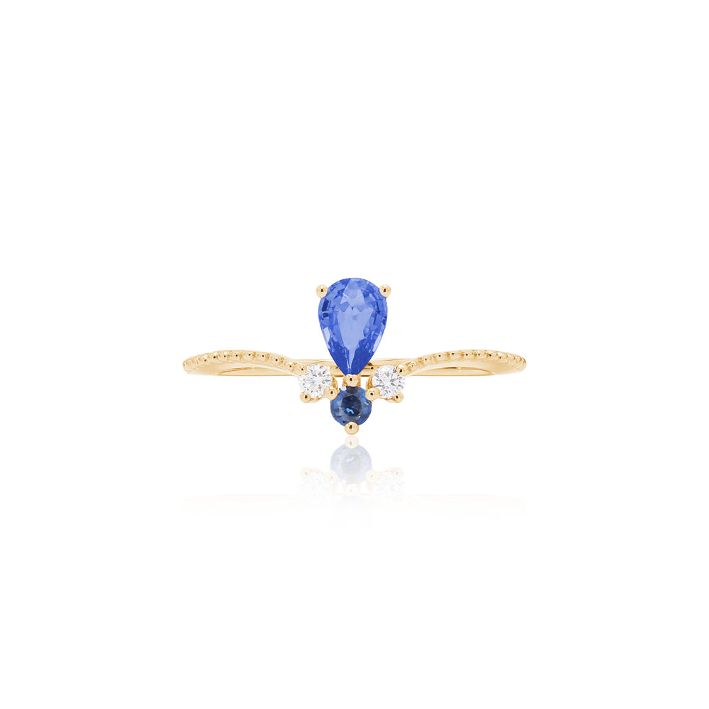 Lacrima Collection - Sapphire & Diamond Ring in 18K Gold