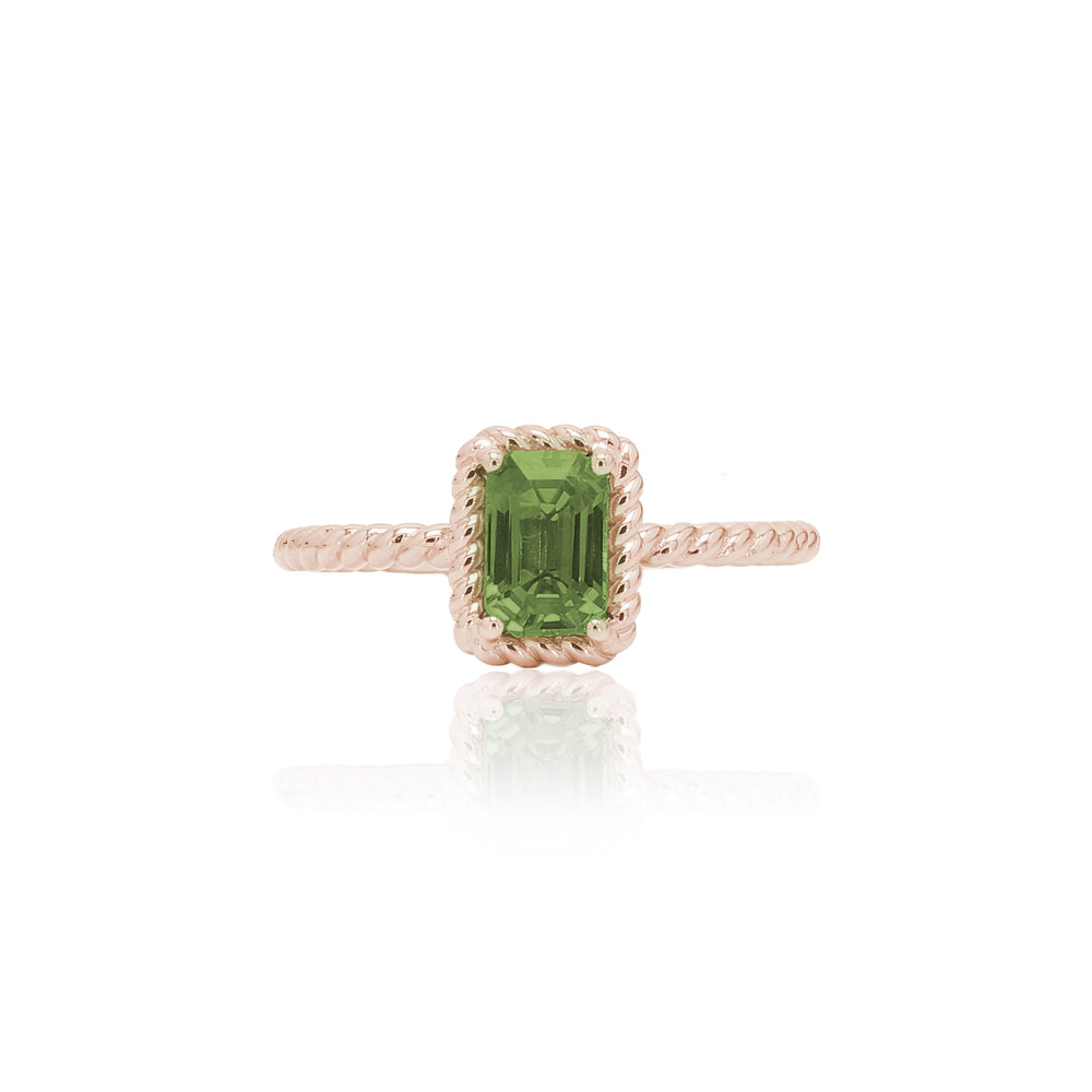 
                  
                    Load image into Gallery viewer, The Bellini Garden Collection - Emerald Cut Green Sapphire Ring in 18K Gold
                  
                