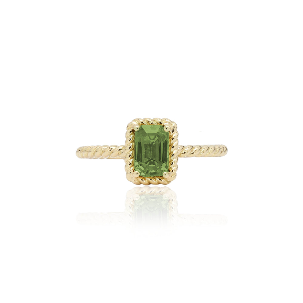 The Bellini Garden Collection - Emerald Cut Green Sapphire Ring in 18K Gold