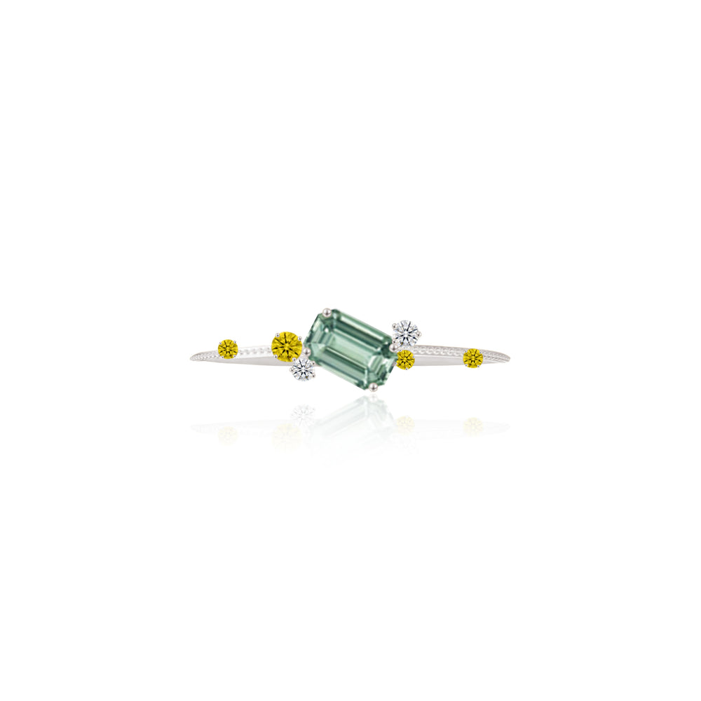 
                  
                    Load image into Gallery viewer, Starry Night Collection - Green Sapphire &amp;amp; Diamond Ring in 18K Gold
                  
                