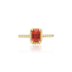 
                  
                    Load image into Gallery viewer, The Bellini Garden Collection - Emerald Cut Orange Sapphire Ring in 18K Gold
                  
                