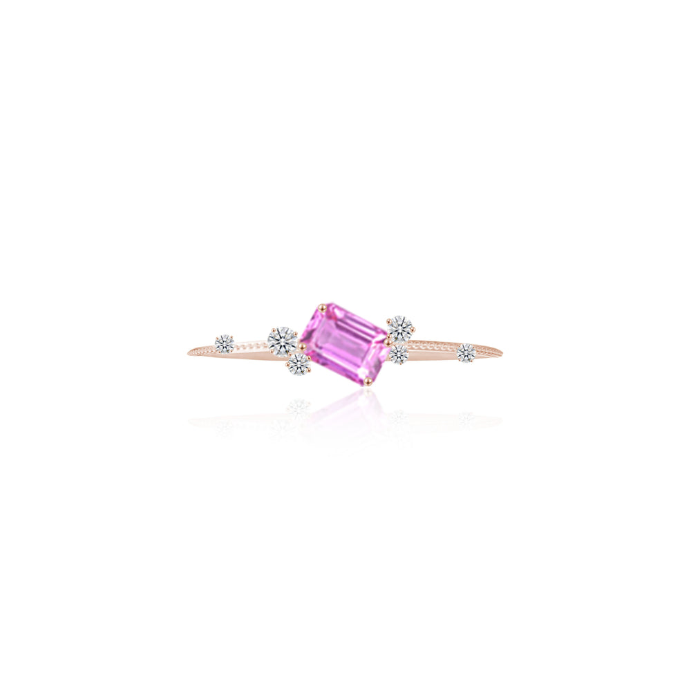 Starry Night Collection - Pink Sapphire & Diamond Ring in 18K Gold