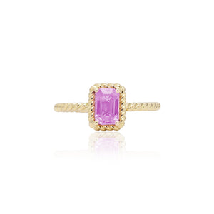 
                  
                    Load image into Gallery viewer, The Bellini Garden Collection - Emerald Cut Pink Sapphire Ring in 18K Gold
                  
                