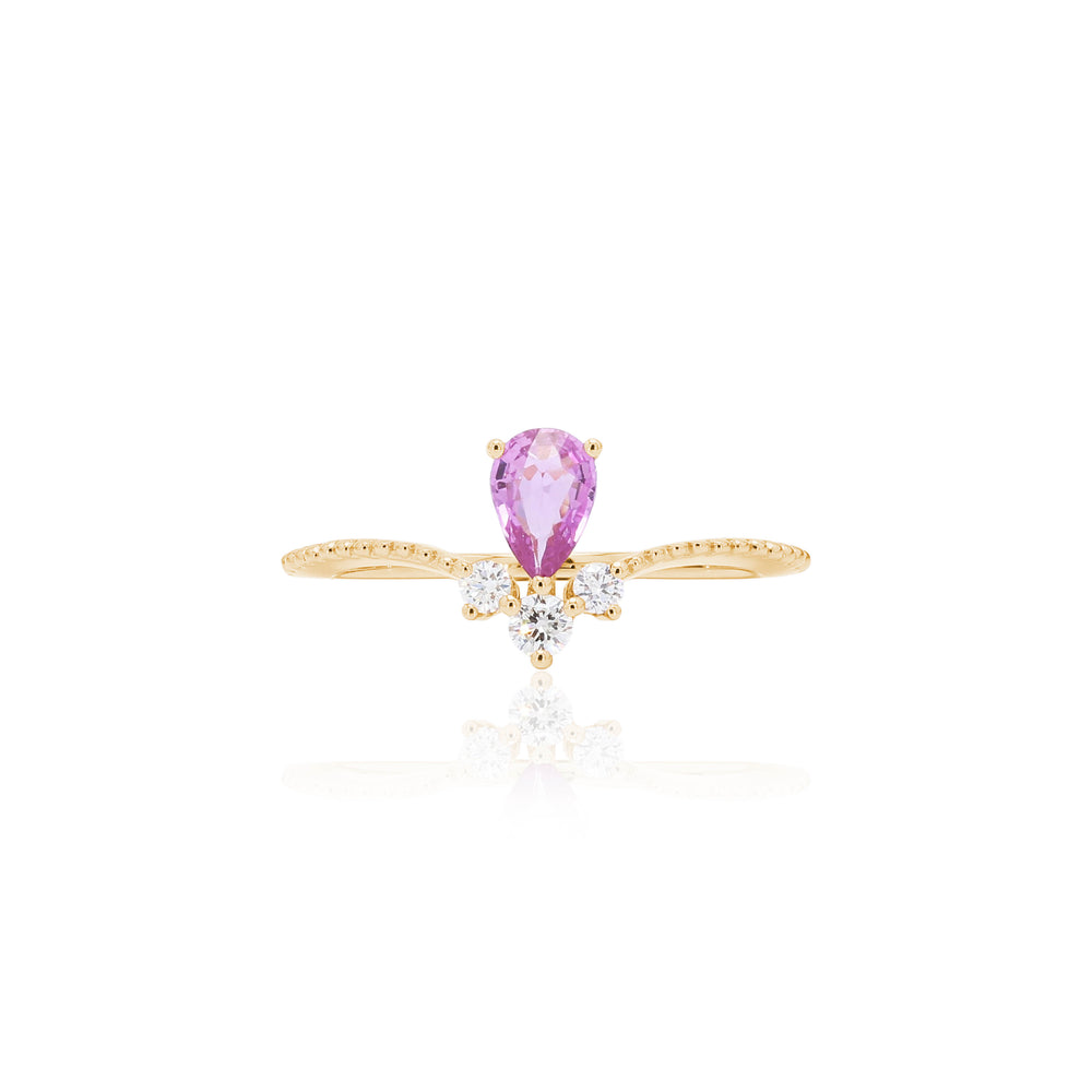 幸福之泉系列 - 粉紅藍寶石鑽石戒指