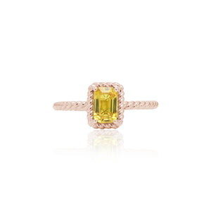 
                  
                    Load image into Gallery viewer, The Bellini Garden Collection - Emerald Cut Yellow Sapphire Ring in 18K Gold
                  
                